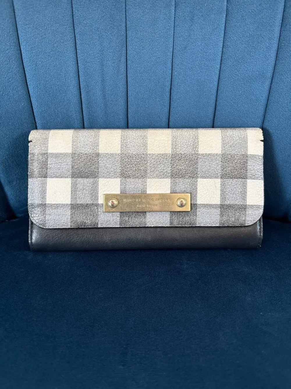 Marc Jacobs Plaid Leather Wallet Black